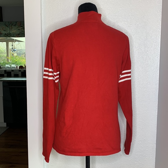 adidas UW Climalite red lightweight knit sweater 1/4 zip cotton blend - Picture 2 of 9